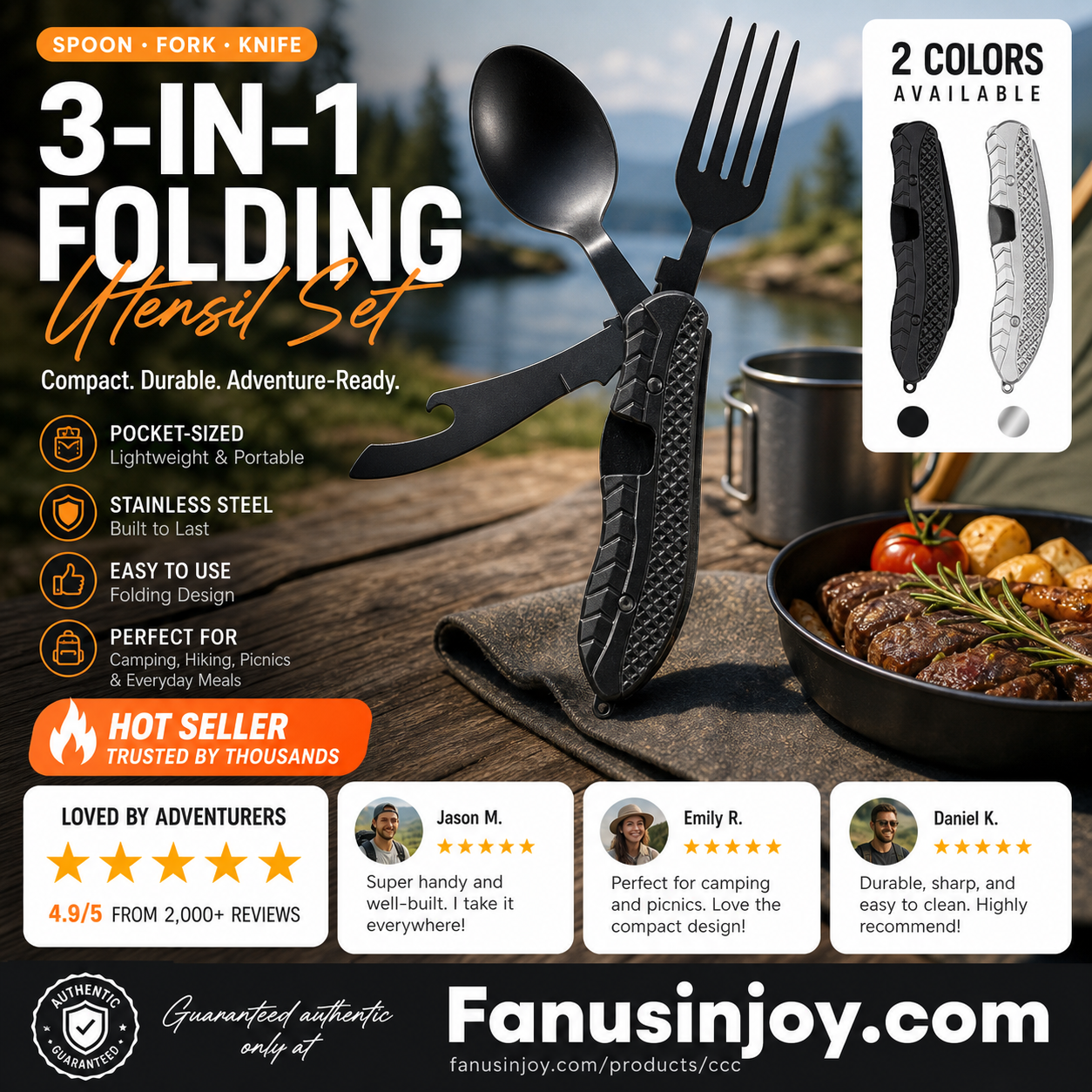🎉🎉Surprise 50% off！🏕️Must-have for outdoor trips 🍴🥄4-In-1 Outdoor Folding Multifunctional Tableware - image 4