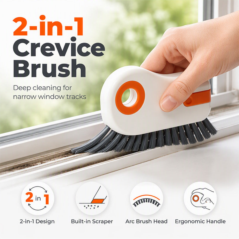 📢Buy 1 Get Free 1 !! ⏰ 🧹 2-in-1 Window Groove Cleaning Brush with Built-in Scraper – Narrow Crevice Tool with Hard Bristles ✨ - image 1
