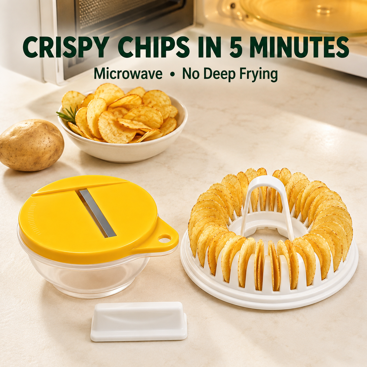 🥔 Microwave Potato Chip Maker with Slicer – Oil-Free Snack Kit ✨ - image 2