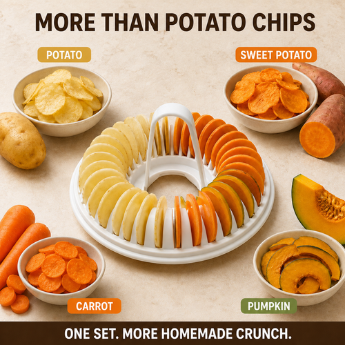 🥔 Microwave Potato Chip Maker with Slicer – Oil-Free Snack Kit ✨ - image 1