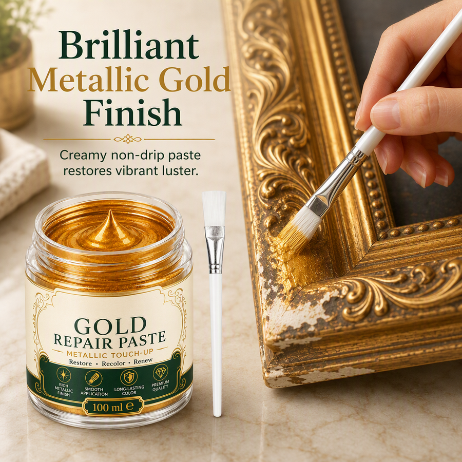 Restored vintage gold decor with metallic finish