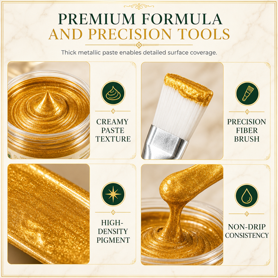Restoring worn gold antique decoration