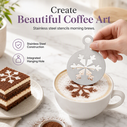 ☕Stainless Steel Coffee Latte Art Stencil Template - image 1