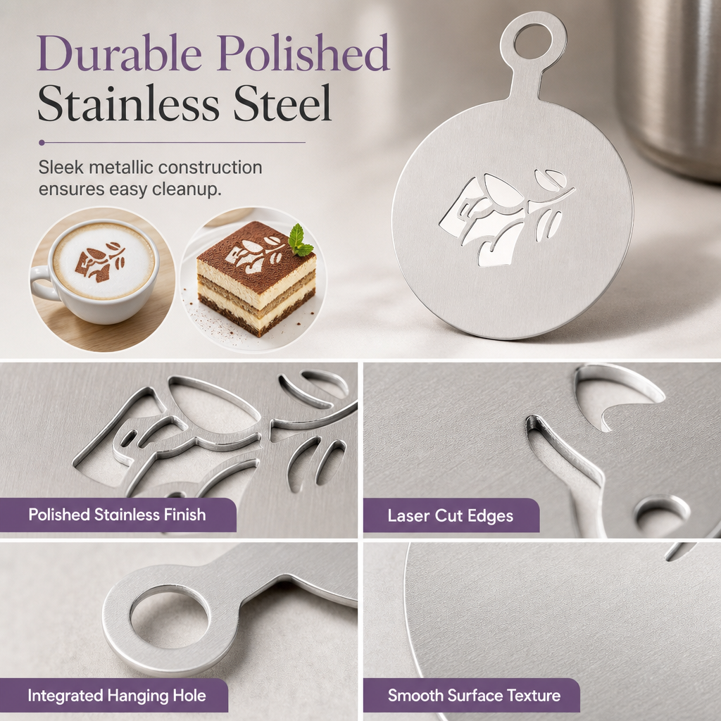 ☕Stainless Steel Coffee Latte Art Stencil Template - image 5