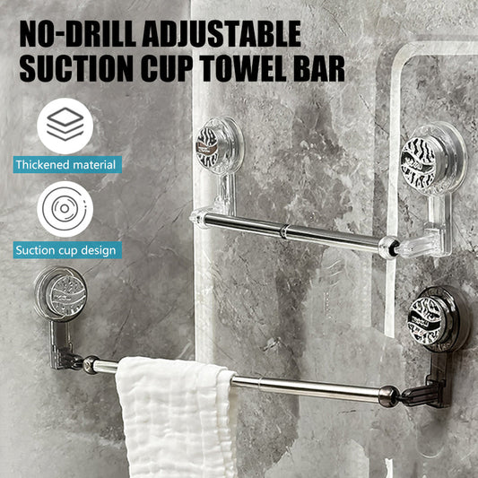 Hang Towels Instantly! No-Drill Adjustable Suction Cup Towel Bar