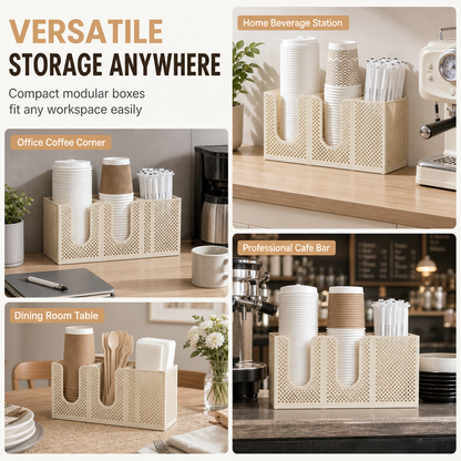 3-Compartment Coffee Cup and Lid Organizer for Kitchen
