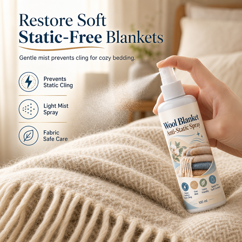 ✨ Anti-Static Fabric Spray – Gentle Static Cling Reducer for Blankets | 100ml