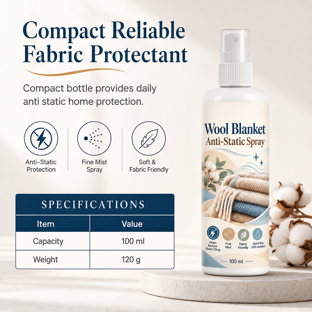✨ Anti-Static Fabric Spray – Gentle Static Cling Reducer for Blankets | 100ml